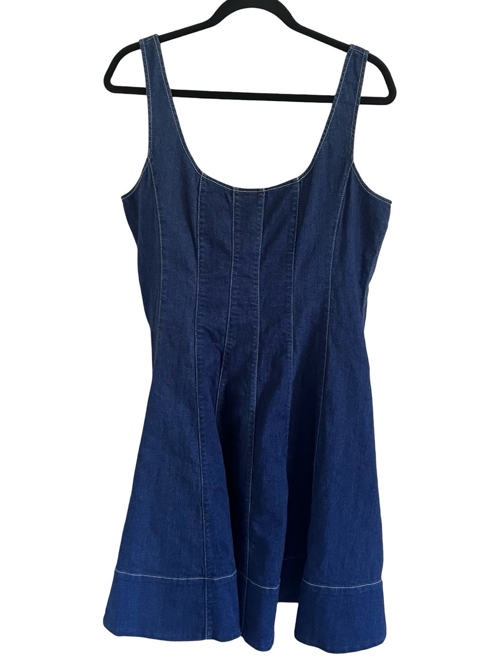 Staud Blue Denim Wells Mini Dress US 14